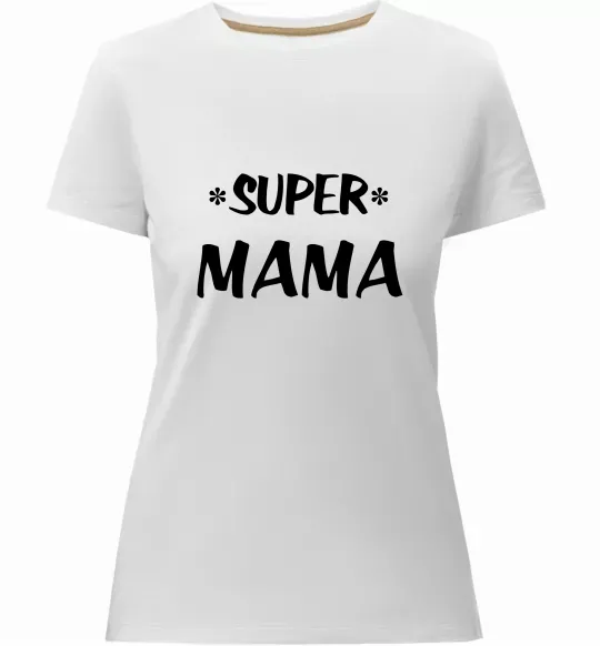 Жіноча преміум футболка надпись Super mama Білий фото