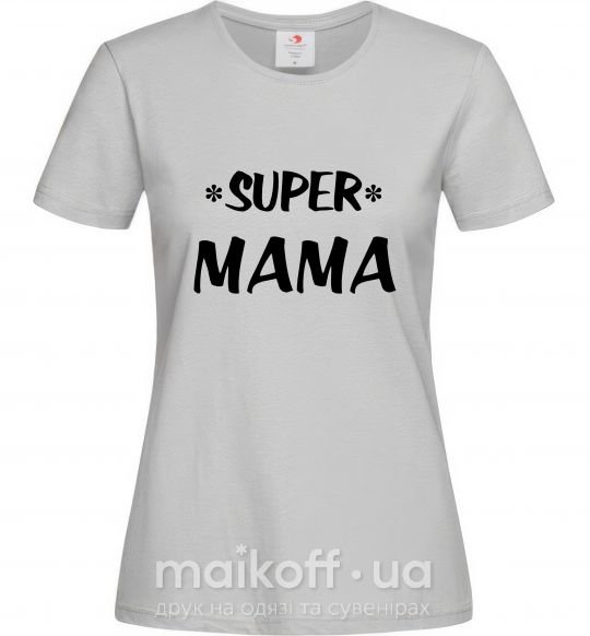 Жіноча футболка надпись Super mama Сірий фото