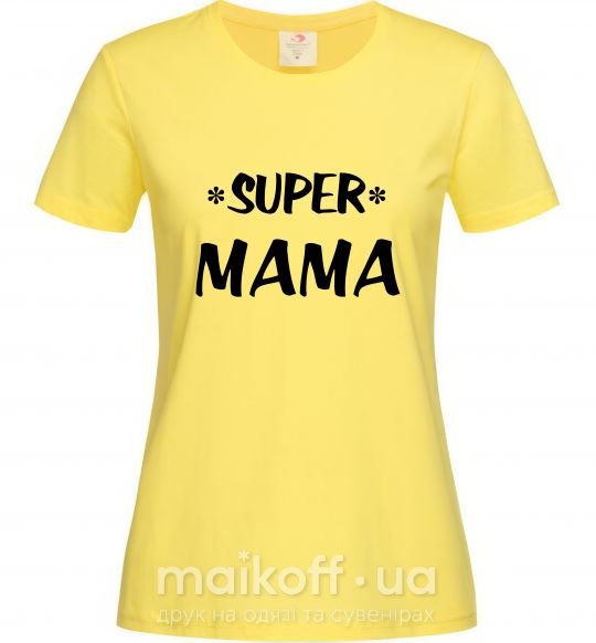 Жіноча футболка надпись Super mama Лимонний фото