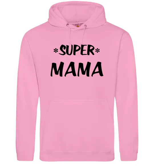 Женская толстовка (худи) надпись Super mama Розовый фото