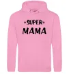 Женская толстовка (худи) надпись Super mama Розовый фото