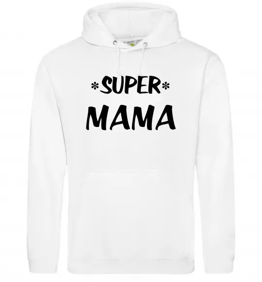 Женская толстовка (худи) надпись Super mama Белый фото