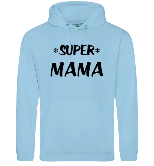 Женская толстовка (худи) надпись Super mama Голубой фото