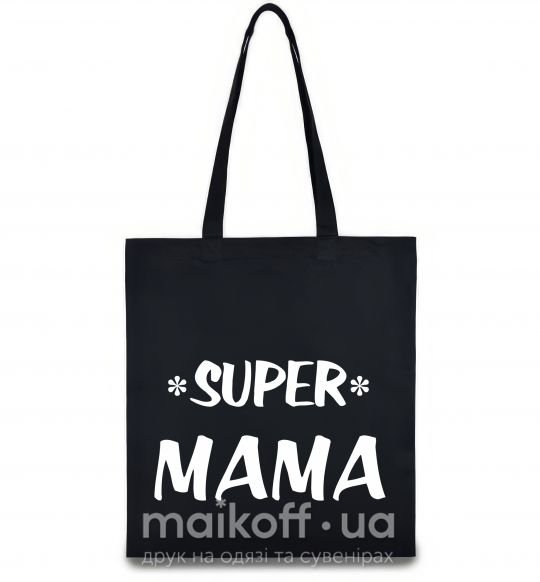 Эко-сумка надпись Super mama Черный фото