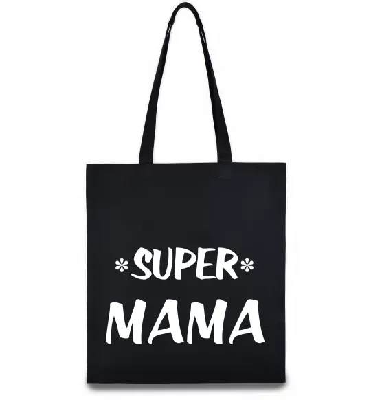 Эко-сумка надпись Super mama Черный фото