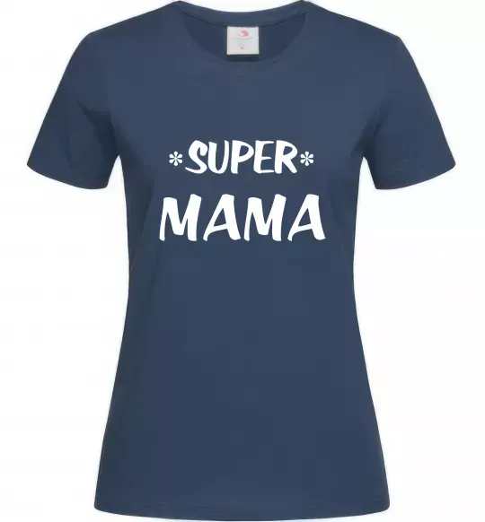 Жіноча футболка надпись Super mama Темно-синій фото