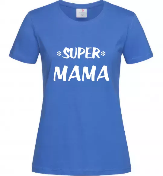 Жіноча футболка надпись Super mama Яскраво-синій фото