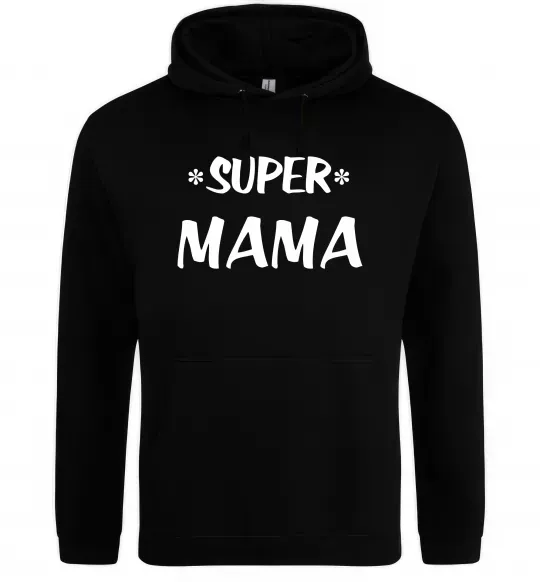 Женская толстовка (худи) надпись Super mama Черный фото