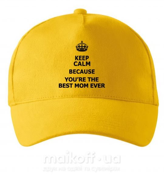 Кепка Keep calm because you are the best mom ever Солнечно желтый фото