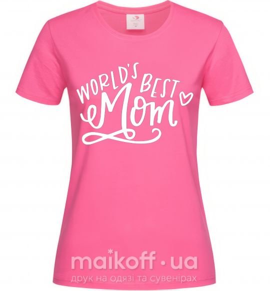 Жіноча футболка Worlds best mom Яскраво-рожевий фото