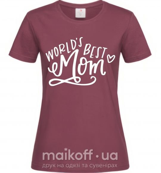 Жіноча футболка Worlds best mom Бордовий фото