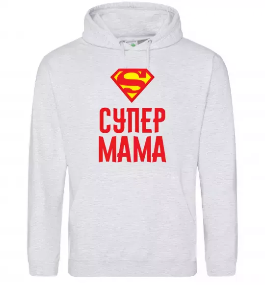 Жіноча толстовка (худі) Супер мама Сірий меланж фото