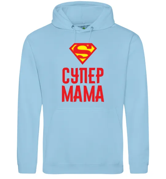 Женская толстовка (худи) Супер мама Голубой фото