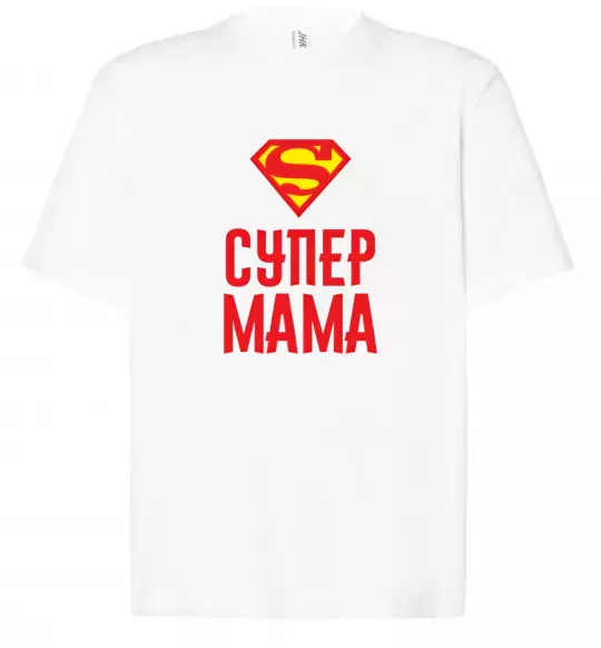 Футболка Оверсайз Супер мама Білий фото