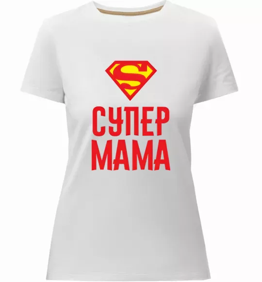 Жіноча преміум футболка Супер мама Білий фото