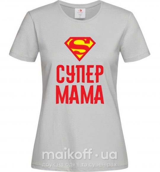 Жіноча футболка Супер мама Сірий фото