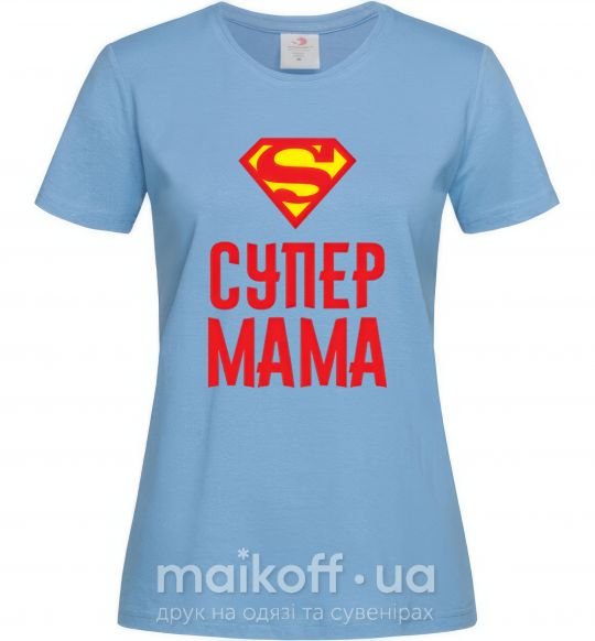 Жіноча футболка Супер мама Блакитний фото