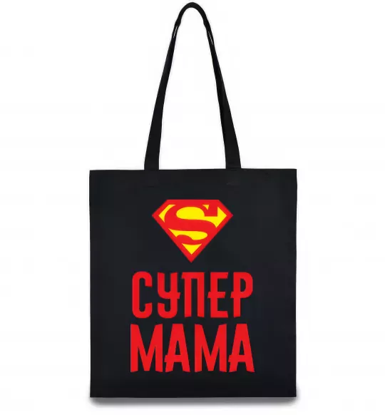 Еко-сумка Супер мама Чорний фото