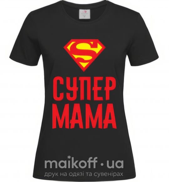 Женская футболка Супер мама Черный фото