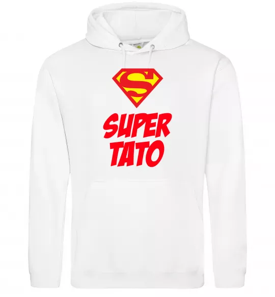 Мужская толстовка (худи) Super тато Белый фото