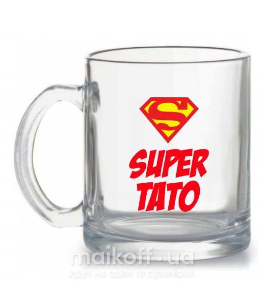 Чашка скляна Super тато Прозорий фото