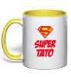 Чашка с цветной ручкой Super тато Солнечно желтый Чашка с цветной ручкой Super тато Солнечно желтый фото