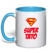 Чашка с цветной ручкой Super тато Голубой Чашка с цветной ручкой Super тато Голубой фото
