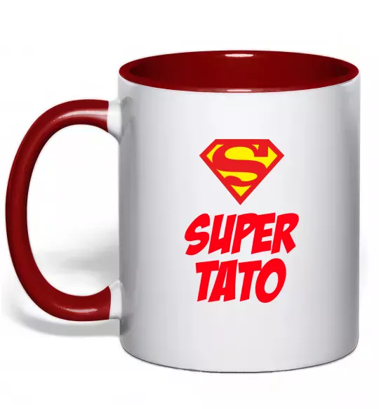 Чашка с цветной ручкой Super тато Красный фото