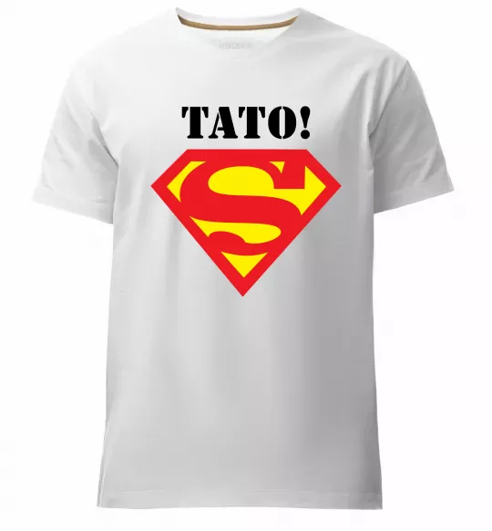 Мужская премиум футболка Супер тато Белый фото