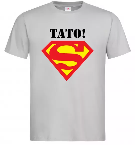 Мужская футболка Супер тато Серый фото