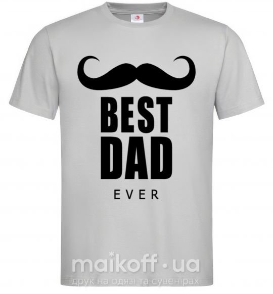 Мужская футболка Best dad ever с усами Серый фото