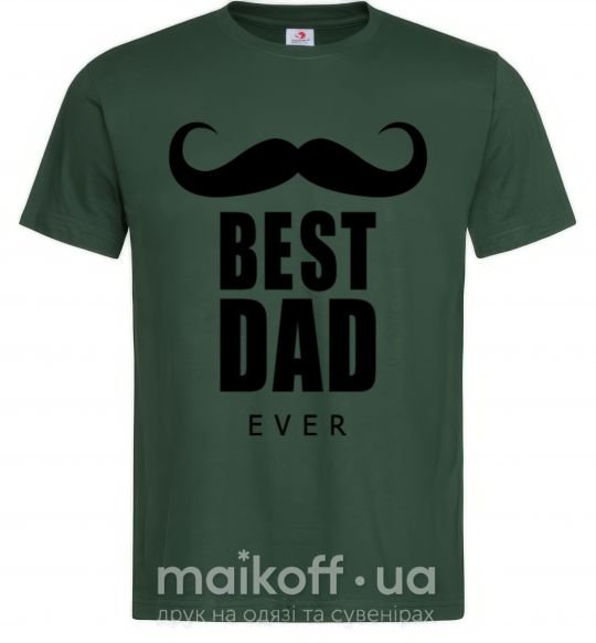 Мужская футболка Best dad ever с усами Темно-зеленый фото