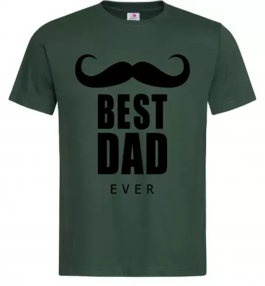 Мужская футболка Best dad ever с усами Темно-зеленый фото