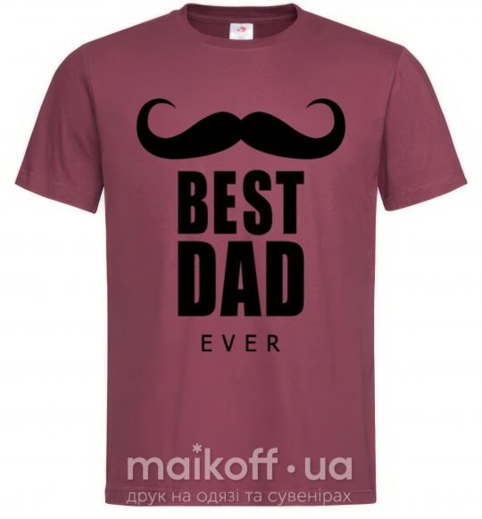 Мужская футболка Best dad ever с усами Бордовый фото