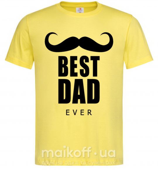 Мужская футболка Best dad ever с усами Лимонный фото