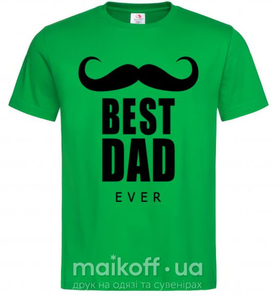 Мужская футболка Best dad ever с усами Зеленый фото