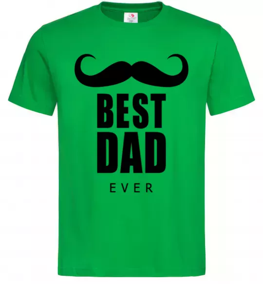 Мужская футболка Best dad ever с усами Зеленый фото
