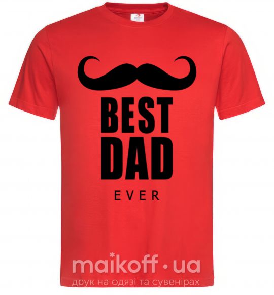 Мужская футболка Best dad ever с усами Красный фото