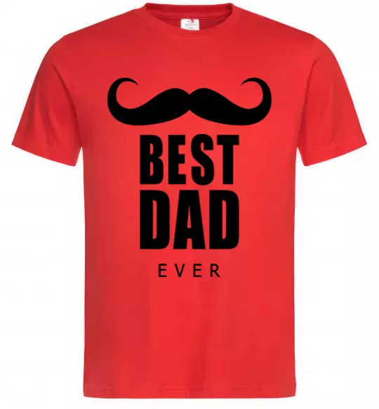 Мужская футболка Best dad ever с усами Красный фото