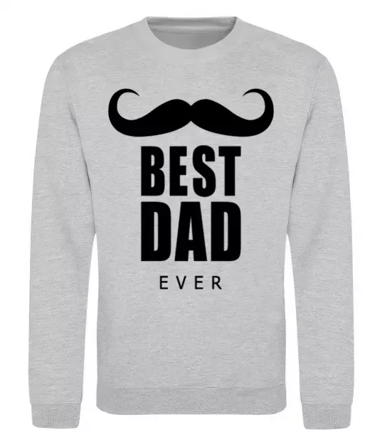 Свитшот Best dad ever с усами Серый меланж фото