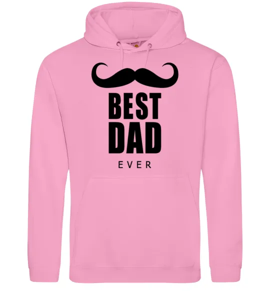 Мужская толстовка (худи) Best dad ever с усами Розовый фото