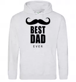 Мужская толстовка (худи) Best dad ever с усами Серый меланж фото
