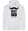 Мужская толстовка (худи) Best dad ever с усами Серый меланж фото