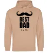 Мужская толстовка (худи) Best dad ever с усами Песочный фото