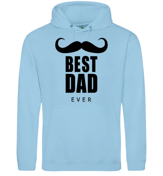 Мужская толстовка (худи) Best dad ever с усами Голубой фото