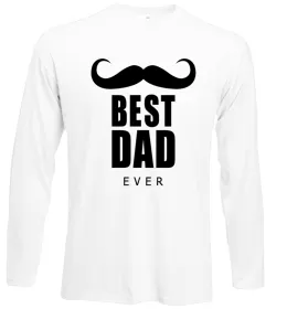 Лонгслив Best dad ever с усами Белый фото