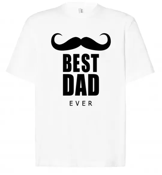 Футболка Оверсайз Best dad ever с усами Белый фото
