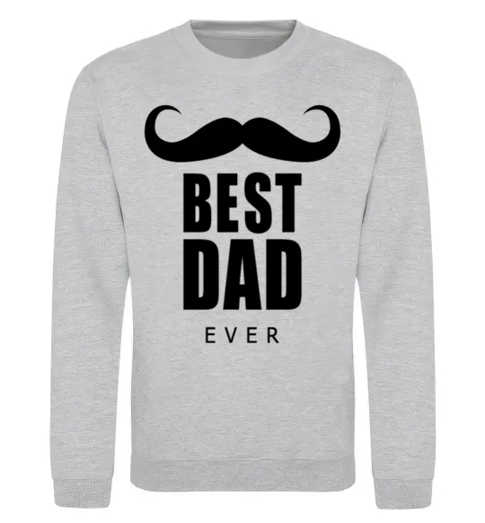 Світшот Best dad ever с усами Сірий меланж фото