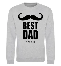 Свитшот Best dad ever с усами Серый меланж фото