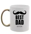 Чашка с цветной ручкой Best dad ever с усами Золото фото